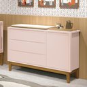Ver imagem 4 de Cômoda Infantil com Porta e 3 Gavetas Classic Rosa Fosco com Pés Amadeirado - Reller Móveis Rosa