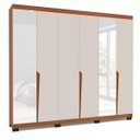 Ver imagem 2 de Roupeiro Casal Porto 6 Portas com Espelho 242x214cm Freijó/Creme 240848