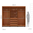 Ver imagem 4 de Roupeiro Casal Porto 6 Portas com Espelho 242x214cm Freijó/Creme 240848