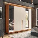Ver imagem 1 de Roupeiro Casal Porto 6 Portas com Espelho 242x214cm Freijó/Creme 240848
