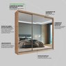 Guarda Roupa Casal com Espelhos 3 Portas 2 Gavetas 100% MDF London Yescasa - 8