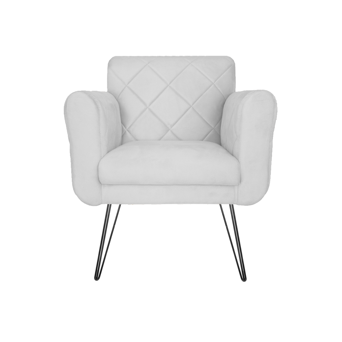 Kit 2 Poltronas Decorativas para Escritório Pés de Ferro Isabella Suede Branco - Dl Decor - 2
