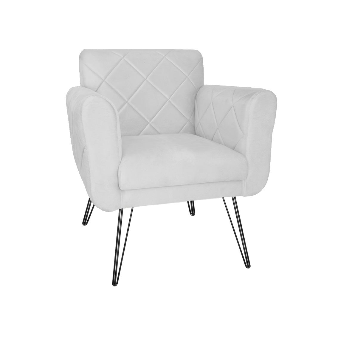 Kit 2 Poltronas Decorativas para Escritório Pés de Ferro Isabella Suede Branco - Dl Decor - 3
