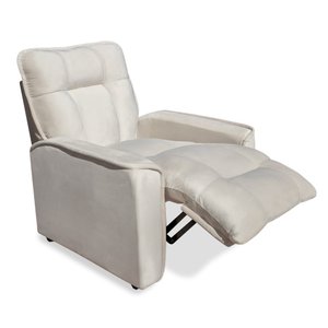 Poltrona do Papai Reclinável Confortável Manual Comfort Veludo Bege - Montanaris Decor