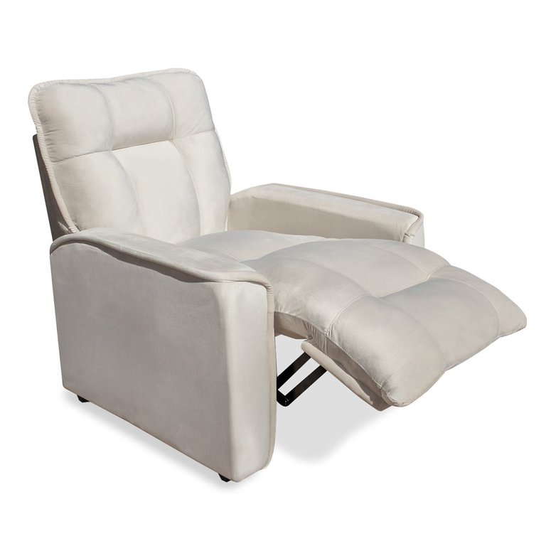Poltrona do Papai Reclinável Confortável Manual Comfort Veludo Bege - Montanaris Decor