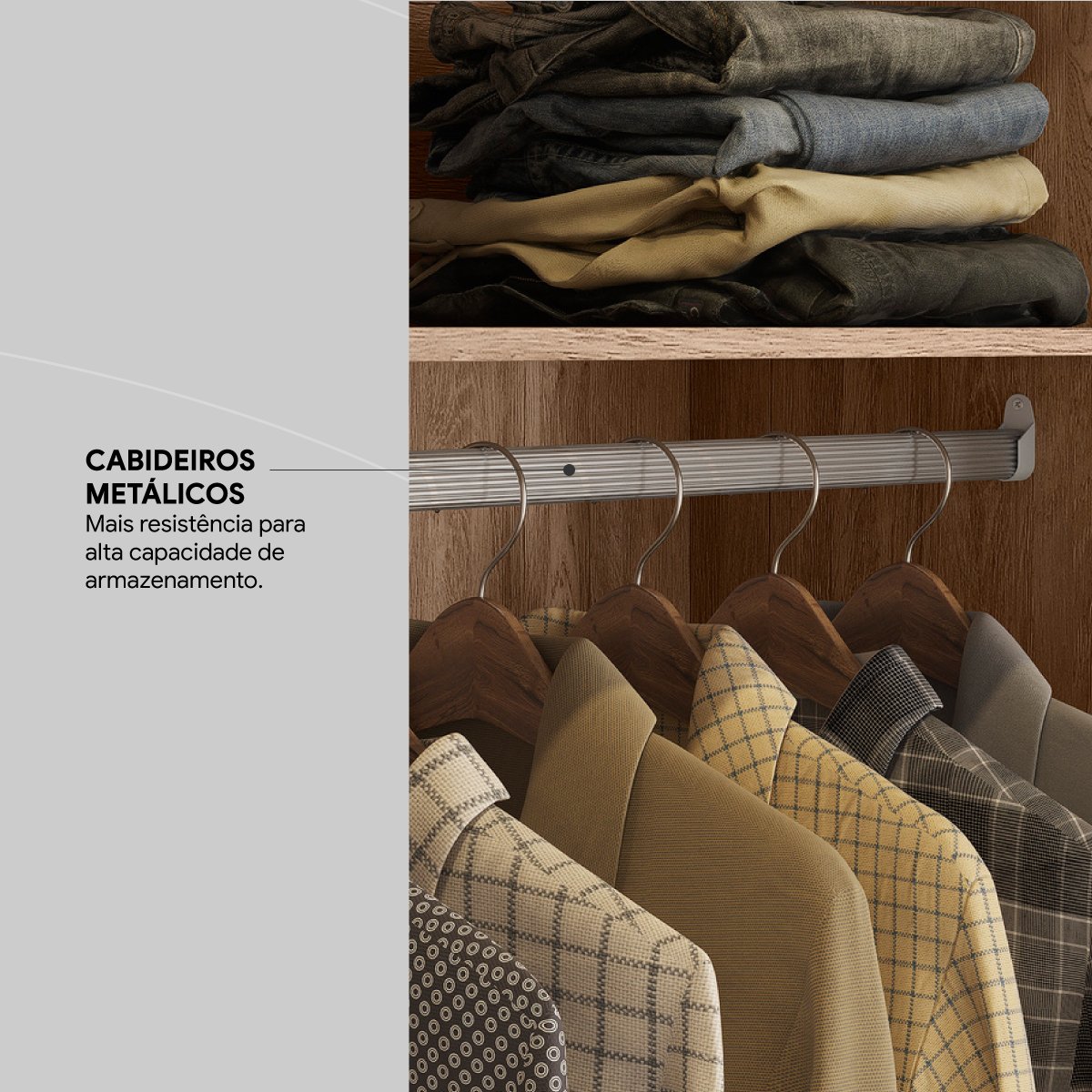 Guarda Roupa Casal 3 Portas com Espelho 4 Gavetas 100% MDF London Yescasa