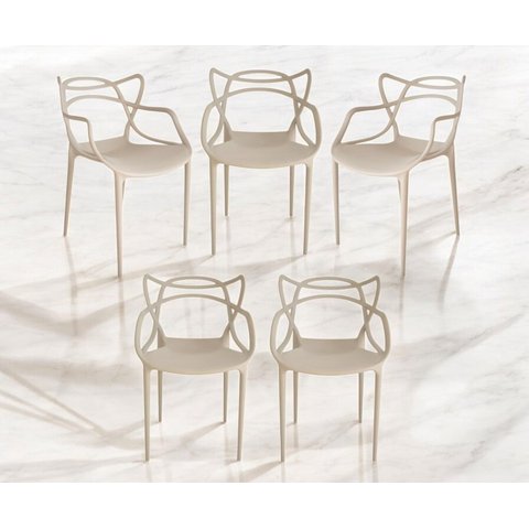 Kit 5 Cadeiras Allegra em Pp para Área Externa e Sala de Jantar ou Estar Cor Nude Ecomhome