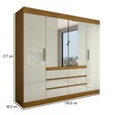 Ver imagem 2 de Guarda-Roupa Casal Dublin 4 Portas 6 Gavetas com Espelho Cinamomo/Off White - Panorama Móveis