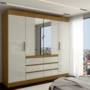 Ver imagem 3 de Guarda-Roupa Casal Dublin 4 Portas 6 Gavetas com Espelho Cinamomo/Off White - Panorama Móveis