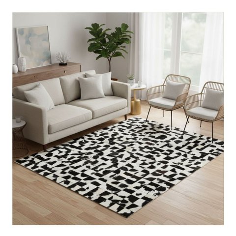 Tapete Couro 150x200 10A Preto/Branco