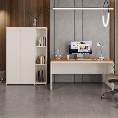 Conjunto de Escritório Office 2 Peças Mesa Armário Alto Oslo