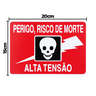 Combo 6 Placas De Sinalização Perigo Risco De Morte Alta Tensão 20X15 Acesso - S-222 F9e - 2