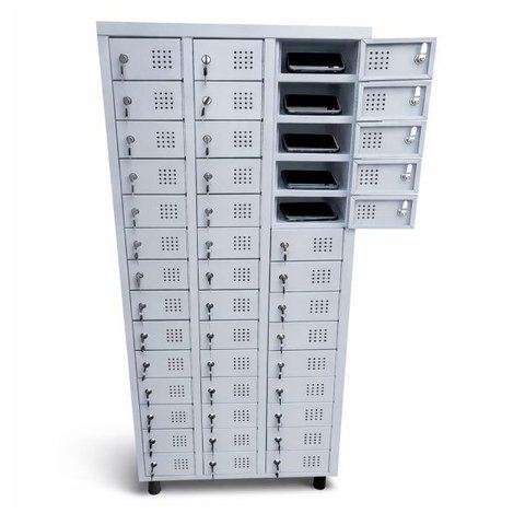 Armário para Celular 42 Portas com Chave em Aço Steelon Móveis