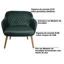 Ver imagem 3 de Poltrona Decorativa Kitana Pés Madeira Palito Veludo Verde - Gran Belo