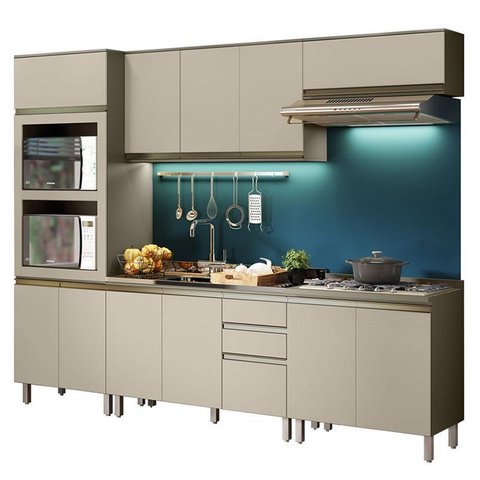 Cozinha Modulada Connect 5 Peças Duna/cristal com Torre Quente 2 Fornos - Móveis Henn
