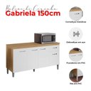 Ver imagem 6 de Balcão de Cozinha Gabriela com Tampo 150cm e Armário Aéreo Andréia Amêndoa Branco - Ajl