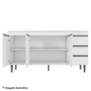 Ver imagem 4 de Balcão de Cozinha Gabriela com Tampo 150cm e Armário Aéreo Andréia Amêndoa Branco - Ajl