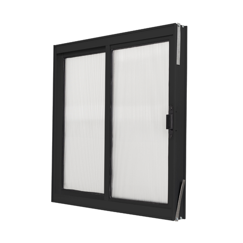 Vitro de Janela 50x50cm de Correr 2 Folhas Aluminio e Policarbonato para Banheiros Preto