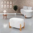 Ver imagem 2 de Puff Oval Pé de Madeira Decorativo para Sala Orgânico Confortável e Reforçado Bouclé Fluffy