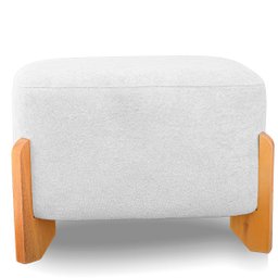 Puff Oval Pé de Madeira Decorativo para Sala Orgânico Confortável e Reforçado Bouclé Fluffy - 5