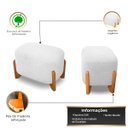 Ver imagem 3 de Puff Oval Pé de Madeira Decorativo para Sala Orgânico Confortável e Reforçado Bouclé Fluffy