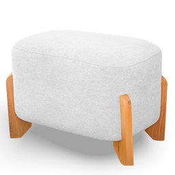 Puff Oval Pé de Madeira Decorativo para Sala Orgânico Confortável e Reforçado Bouclé Fluffy - 4
