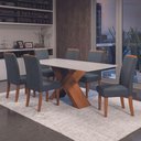 Ver imagem 2 de Conjunto de Mesa de Jantar com Tampo de Vidro 1,80m e 6 Cadeiras Grécia Dobuê – Madeirado/