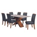 Ver imagem 1 de Conjunto de Mesa de Jantar com Tampo de Vidro 1,80m e 6 Cadeiras Grécia Dobuê – Madeirado/