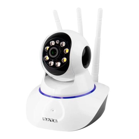 Câmera de Segurança Satellite a-CAM005 HD 2MP Wi-Fi Visão Noturna Detecção de Movimento Branco