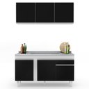 Ver imagem 7 de Armário Aéreo Argélia e Balcão Gabinete com Pia Inox 150cm Dakota Branco/Preto - Lumil Lumil Móveis