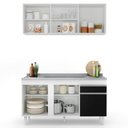 Ver imagem 3 de Armário Aéreo Argélia e Balcão Gabinete com Pia Inox 150cm Dakota Branco/Preto - Lumil Lumil Móveis