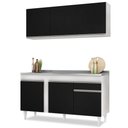 Ver imagem 1 de Armário Aéreo Argélia e Balcão Gabinete com Pia Inox 150cm Dakota Branco/Preto - Lumil Lumil Móveis