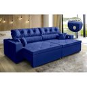 Ver imagem 1 de Sofá 5 Lugares Smart Retrátil, Reclinável 3,02 Metros, Tecnologia Carregamento 3 portas USB Azul