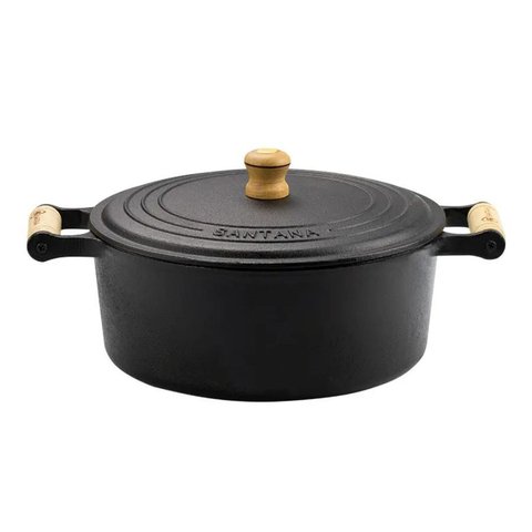 Caçarola Alça de Madeira com Tampa de Ferro Fundido N°18 - 2 Litros