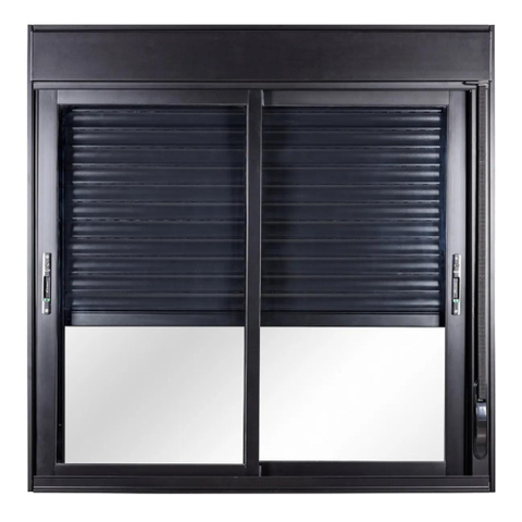 Janela com 2 Folhas de Correr e Persiana Integrada 1,00x1,50 Aluminio Preto