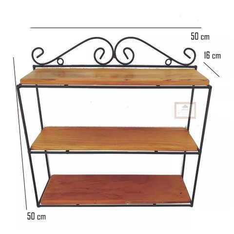 Prateleira Ferro e madeira Porta Temperos Flor Xícaras Tripla Estante suporte parede multiuso cozinh
