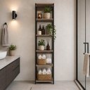 Ver imagem 1 de Estante Armário Organizador de Banheiro Vertical Modulado com 4 Pratelerias Preto/Montana