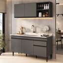 Ver imagem 1 de Armário Cozinha Modulada Compacta com Pia 150cm Milano Multimóveis MCR2474 Grafite/Creme