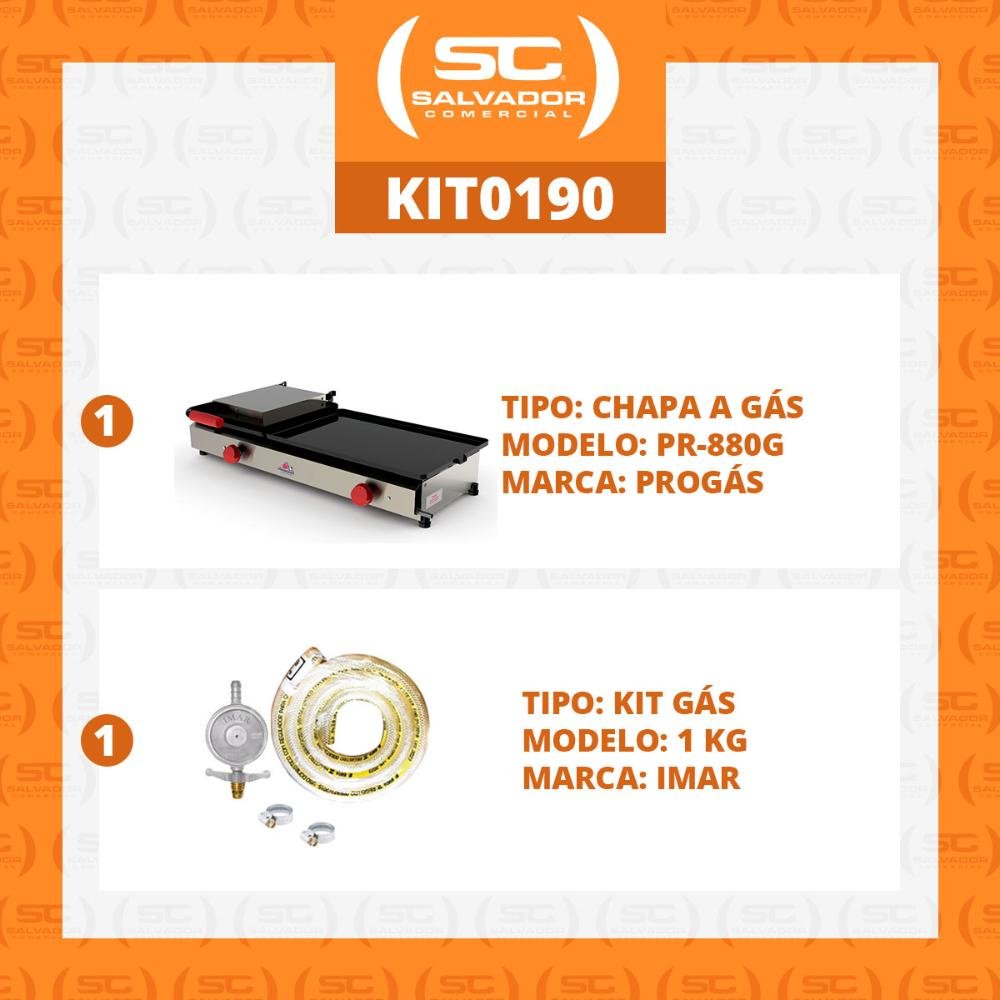 Kit - Sanduicheira Conjugada Gas Pr-880g + Kit Gas - Progas - 2