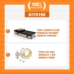 Kit - Sanduicheira Conjugada Gas Pr-880g + Kit Gas - Progas - 2