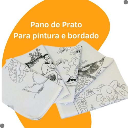 Kit Pano de Prato Riscado para Pintura Branco Pintar - 05 Un - 3