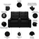 Ver imagem 3 de Poltrona do Papai Reclinável Mallie 2 Lugares Baú Usb Fh9 Veludo Preto - Mpozenato