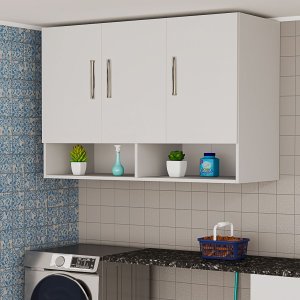 Armário Multiuso Suspenso 3 Portas com Nicho Mdf Resistente