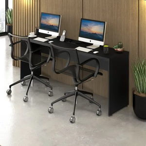 Mesas de Escritório Plataforma 2 Lugares Modelo Side To Side - 1,80 X 0,45 com Caixa Tomada - Preto