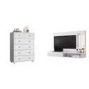 Ver imagem 1 de Conjunto Quarto Casal Cômoda 6 Gavetas e Painel para TV 43 Polegadas Single Espresso Móveis