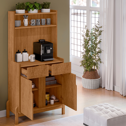 Aparador Buffet Balcão Cozinha Cantinho do Café para Sala de Estar e Jantar com 2 Portas e 2 Gavetas - 2