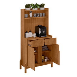 Aparador Buffet Balcão Cozinha Cantinho do Café para Sala de Estar e Jantar com 2 Portas e 2 Gavetas - 6