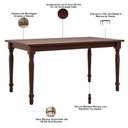 Ver imagem 5 de Mesa de Jantar 6 Lugares 160cm Madeira Maciça Pés Torneados Lazuli F06 Café - Lyam Decor
