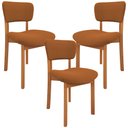Ver imagem 1 de Kit 03 Cadeiras para Sala de Jantar Cozinha Living Estofada Dara L02 Bouclê Terracota - Lyam Decor