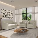 Ver imagem 2 de Kit Sofá 2 Lugares Namoradeira com 2 Poltronas de Barbearia Bege